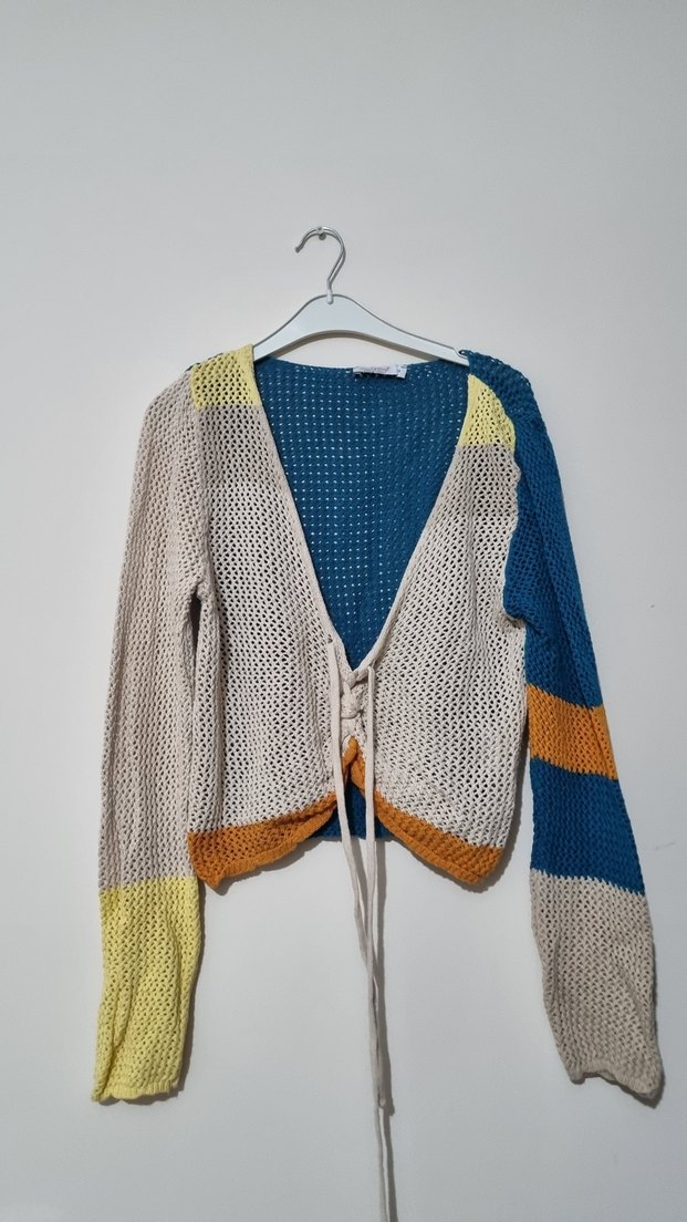 Renkli Örgü Kadın Kazak - Görsel 5