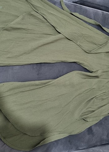 yeşil Keten Salaş Kadın Pantolon - Görsel 4