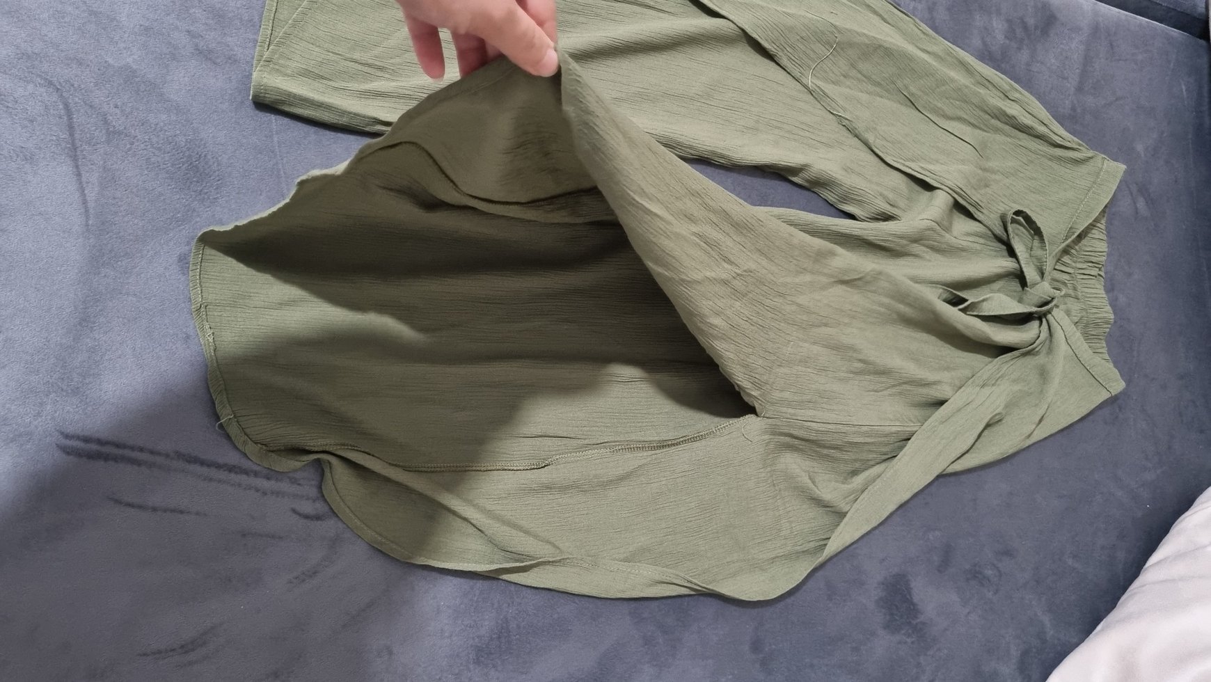 yeşil Keten Salaş Kadın Pantolon - Görsel 2