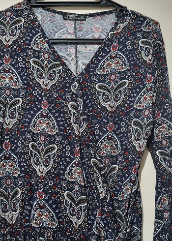 xl Beden lacivert Renk Kadın Lacivert Bohem Midi Elbise