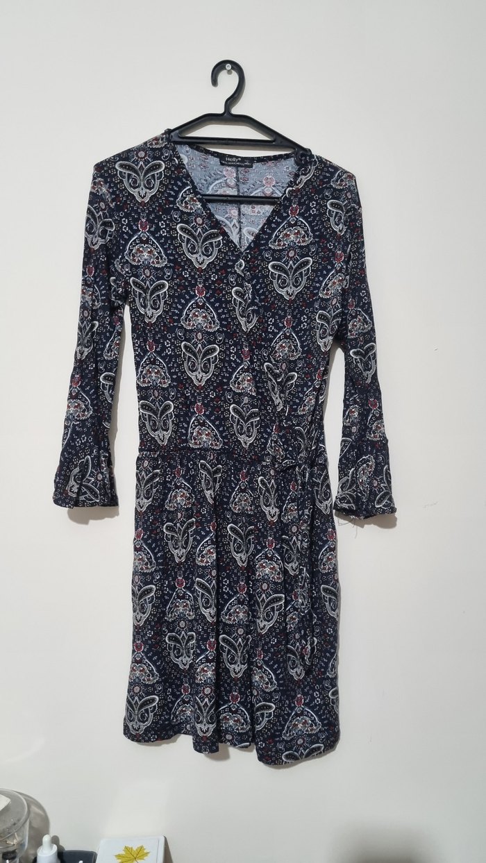 Kadın Lacivert Bohem Midi Elbise - Görsel 5