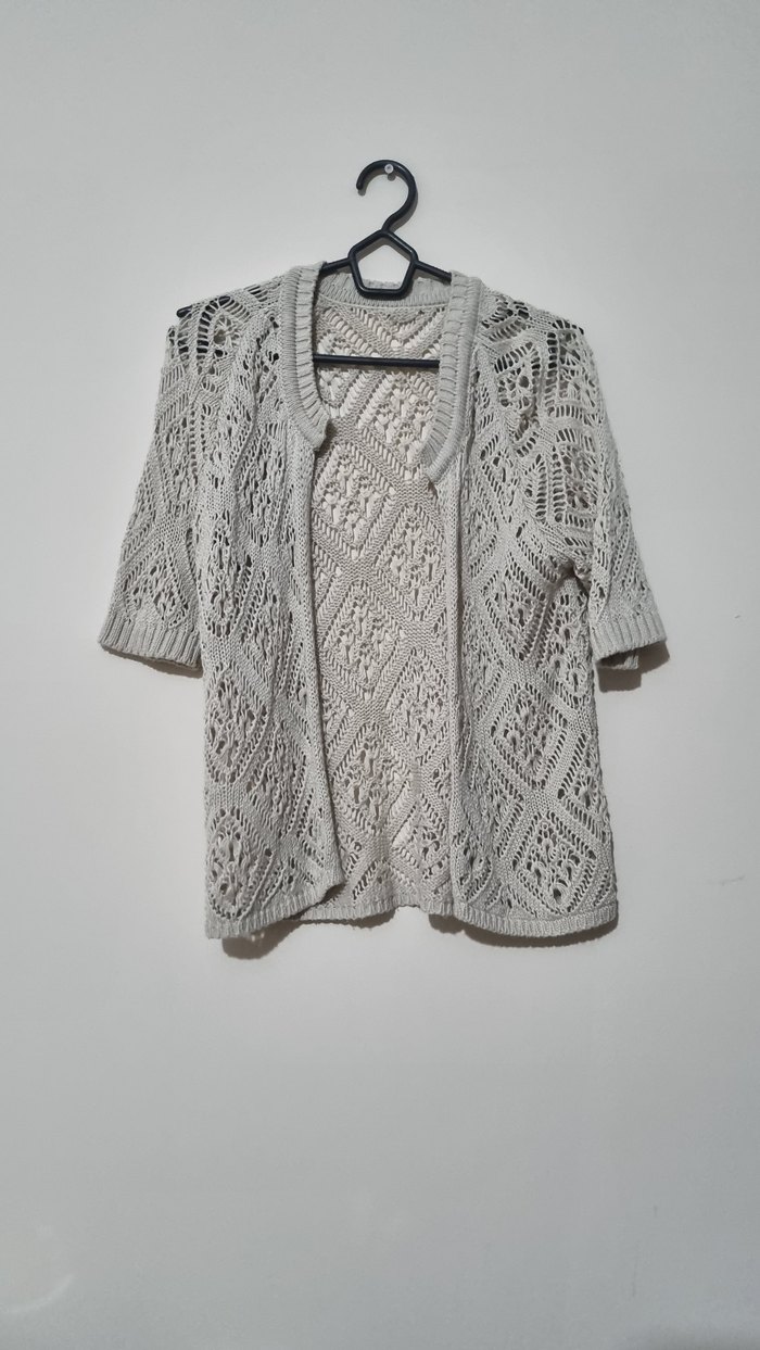 Diger Gri Örgü Kadın Hırka - Görsel 5