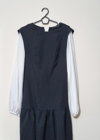 Kadın Siyah Beyaz Uzun Kollu Elbise - Görsel 4