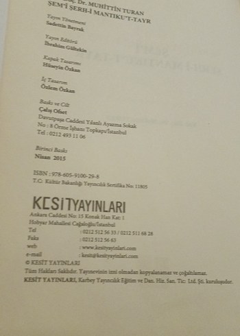 Beden Şem'i Şerh-i Mantıku't-Tayr Kitabı