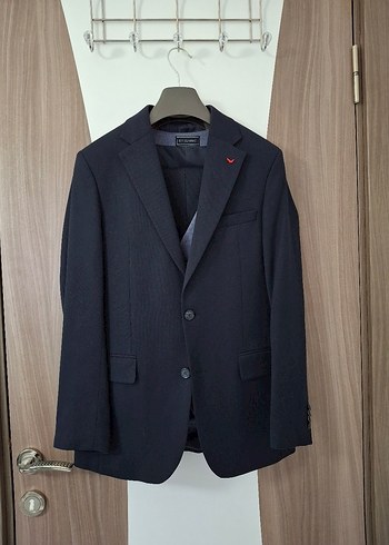 Erkek Lacivert Baskılı Regular Fit Takım Elbise - Görsel 2