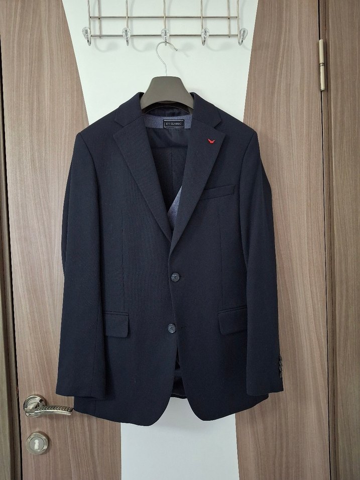 Erkek Lacivert Baskılı Regular Fit Takım Elbise - Görsel 2