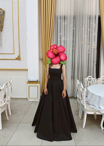 Uzun Siyah Straplez Gotik Kadın Abiye