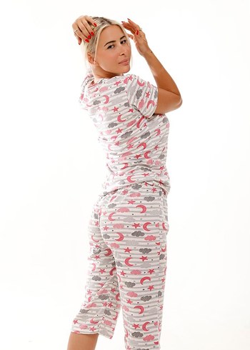 Diğer Diger Gri Kısa Kollu Mini Kadın Pijama Takımı
