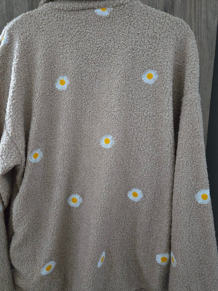 Nakışlı Fermuarlı Bej Kadın Ceket - Görsel 4