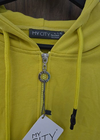 Sarı Fermuarlı Kadın Sweatshirt - Görsel 2