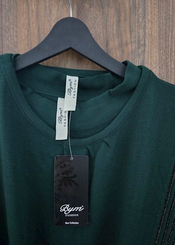 Uzun Kollu, Kemerli Yeşil Kadın Elbise - Görsel 2