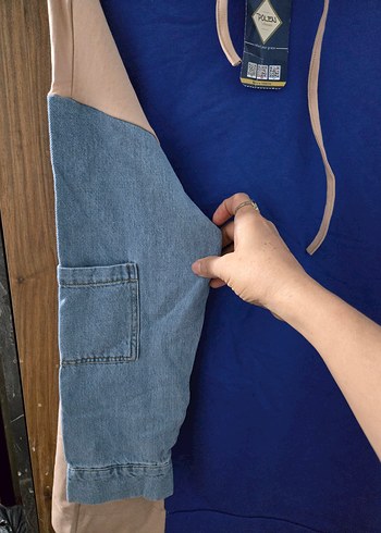 Kadın Renkli Denim Detaylı Sweatshirt - Görsel 2