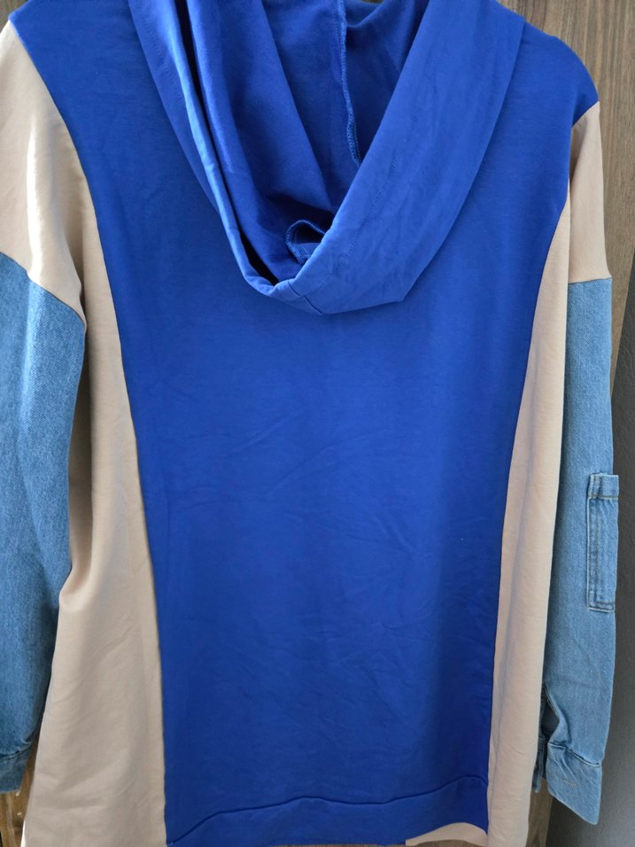 Kadın Renkli Denim Detaylı Sweatshirt - Görsel 3