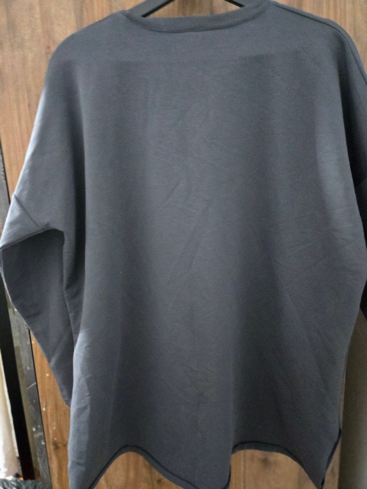 Gri Uzun Kollu Salaş Sweatshirt - Görsel 2