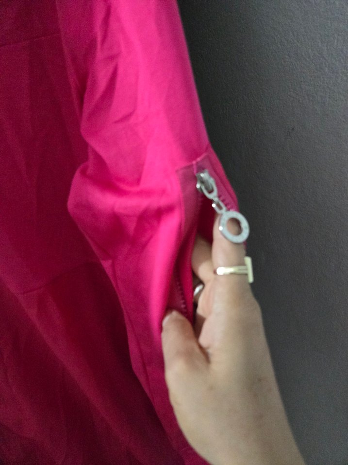 Kadın Pembe Uzun Fermuarlı Ceket - Görsel 2