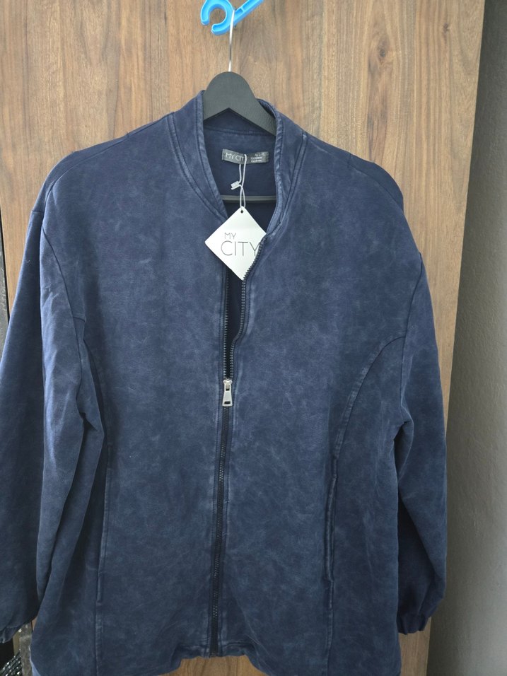 Gri Denim Fermuarlı Erkek Sweatshirt - Görsel 2