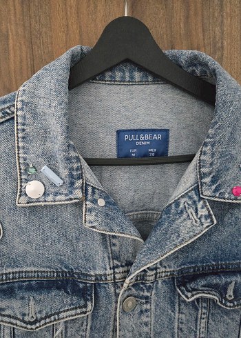 Nakışlı Gri Düğmeli Denim Ceket - Görsel 4