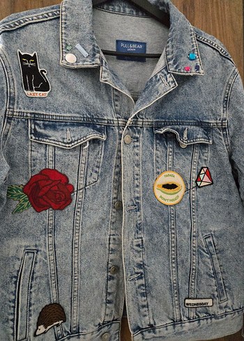 Nakışlı Gri Düğmeli Denim Ceket - Görsel 2