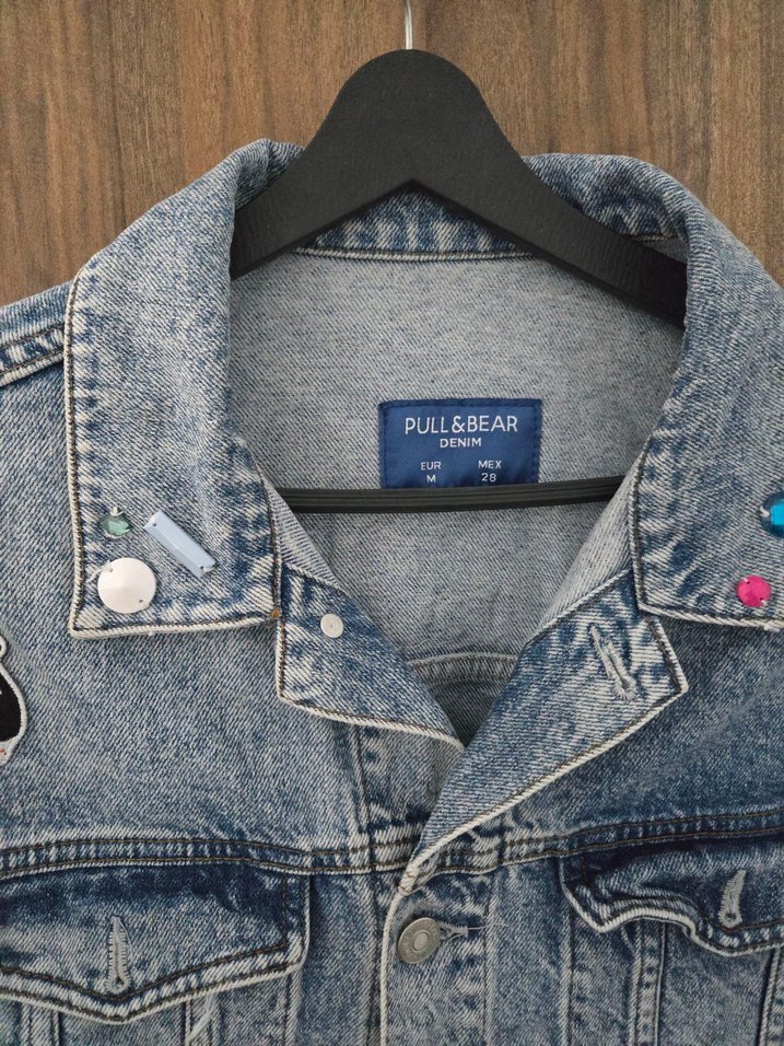 Nakışlı Gri Düğmeli Denim Ceket - Görsel 4