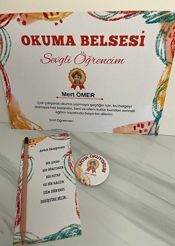 Okuma Belgesi tohum kalem rozet seti - Görsel 2