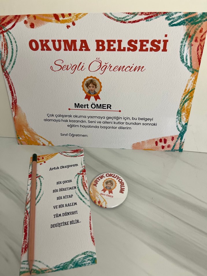 Okuma Belgesi tohum kalem rozet seti - Görsel 2