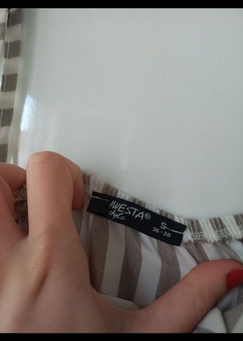 s Beden beyaz Renk Düğmeli Bej Çizgili Uzun Bohem Elbise