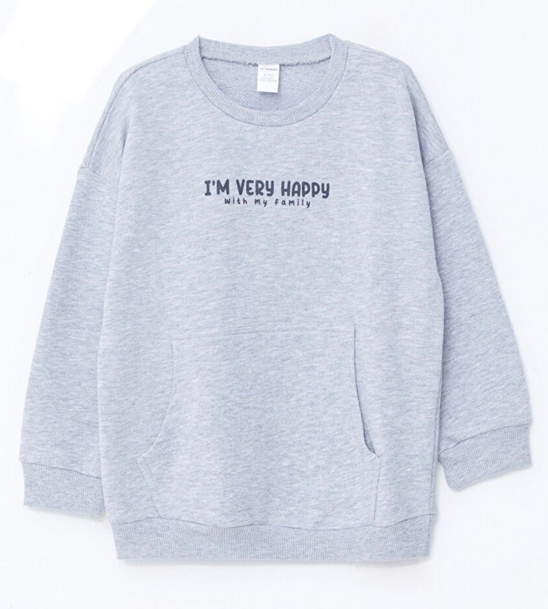 Gri Erkek bebek Çocuk Uzun Kollu Sweatshirt pantolon takım - Görsel 2