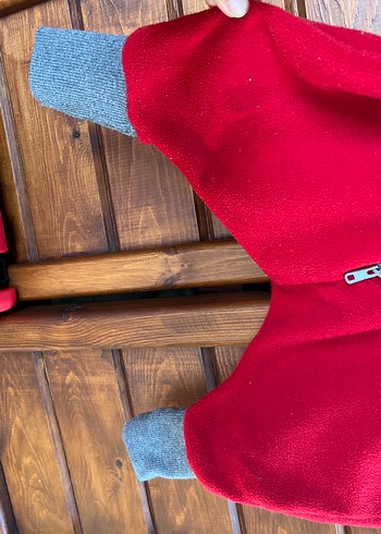 Kırmızı Fermuarlı polar uyku Bebek Tulum - Görsel 3