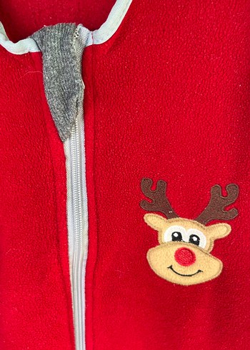 Kırmızı Fermuarlı polar uyku Bebek Tulum - Görsel 2