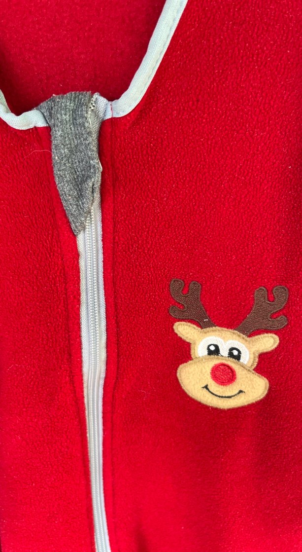 Kırmızı Fermuarlı polar uyku Bebek Tulum - Görsel 2