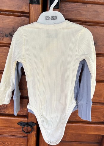 İkili beyaz ve gri  Uzun Kollu Düğmeli Bebek Body - Görsel 3