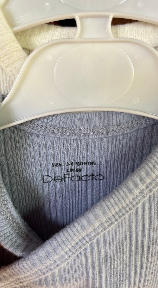 İkili beyaz ve gri  Uzun Kollu Düğmeli Bebek Body - Görsel 2