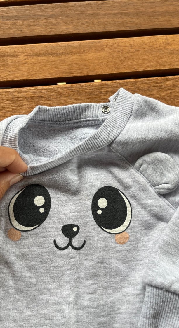 Gri Uzun Kollu Bebek Tulum - Görsel 3