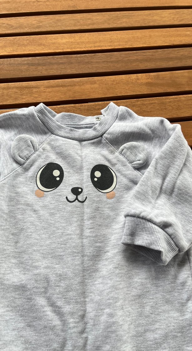 Gri Uzun Kollu Bebek Tulum - Görsel 2