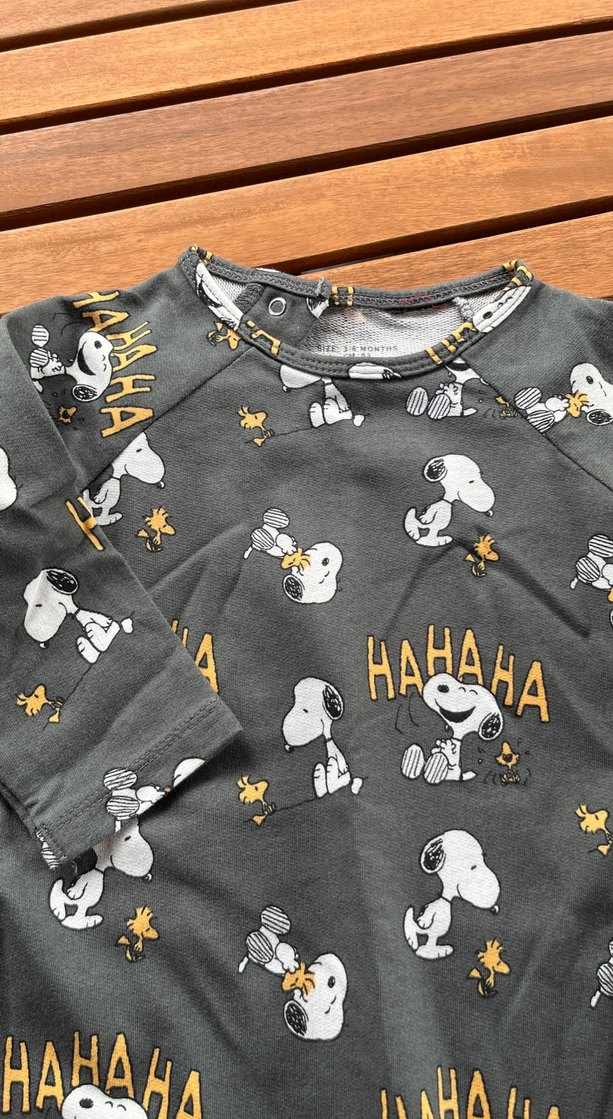 Gri Baskılı Bebek Tulum, Uzun Kollu, Örgü - Görsel 2