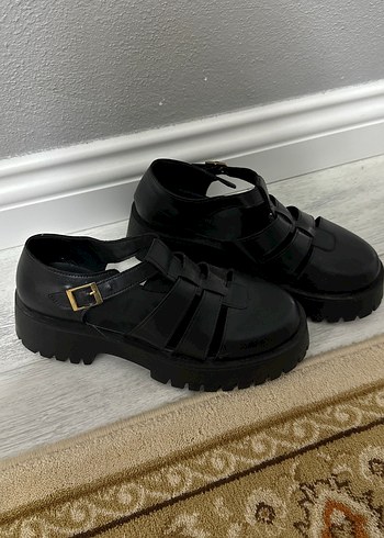 Marjin marka Siyah Goth Platform Topuklu Sandaletler numara 38