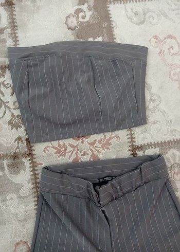 l Beden Gri Kadın Kumaş Pantolon - Kemerli, Regular Fit