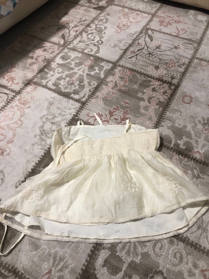 Nakışlı Beyaz Mini crop - Görsel 3