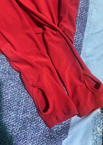 Parlak Kırmızı Kadın Drapeli Wrap - Görsel 5