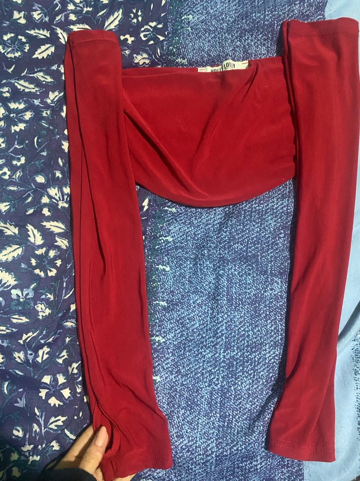 Parlak Kırmızı Kadın Drapeli Wrap - Görsel 2