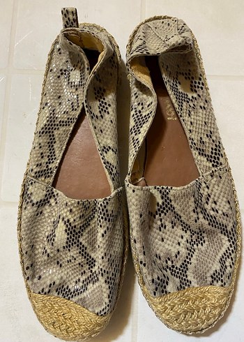 Gri Yılan Desenli Kadın Dolgu Topuk Espadril - Görsel 4