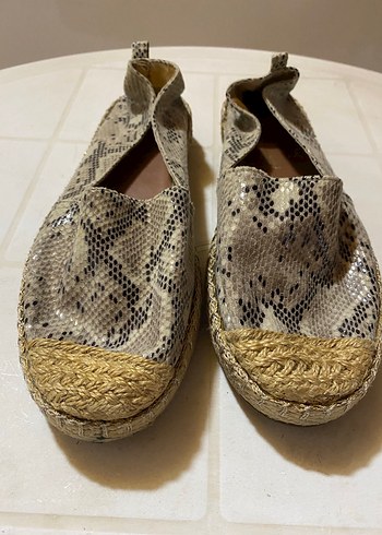 Gri Yılan Desenli Kadın Dolgu Topuk Espadril - Görsel 2