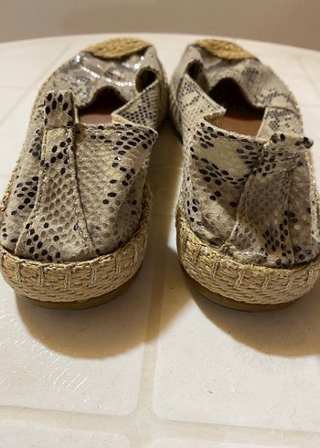 Gri Yılan Desenli Kadın Dolgu Topuk Espadril - Görsel 5