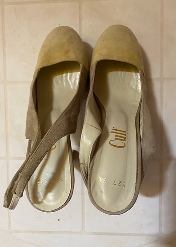 Bej Süet Platform Topuklu Kadın Ayakkabı - Görsel 2