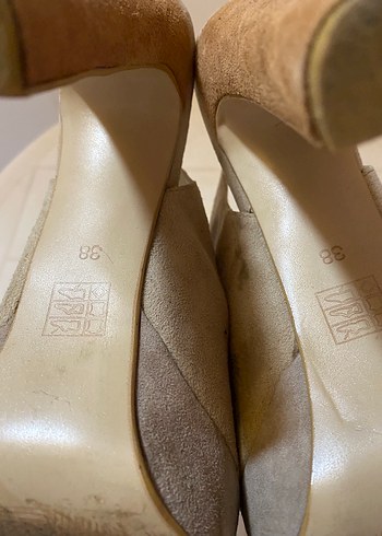 Bej Süet Platform Topuklu Kadın Ayakkabı - Görsel 4