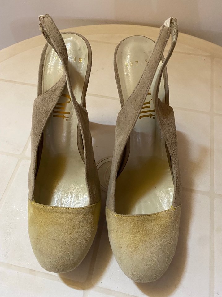 Bej Süet Platform Topuklu Kadın Ayakkabı - Görsel 5