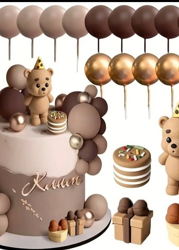  Beden mum üfleyen ayıcık pasta süsleme seti 19 parça