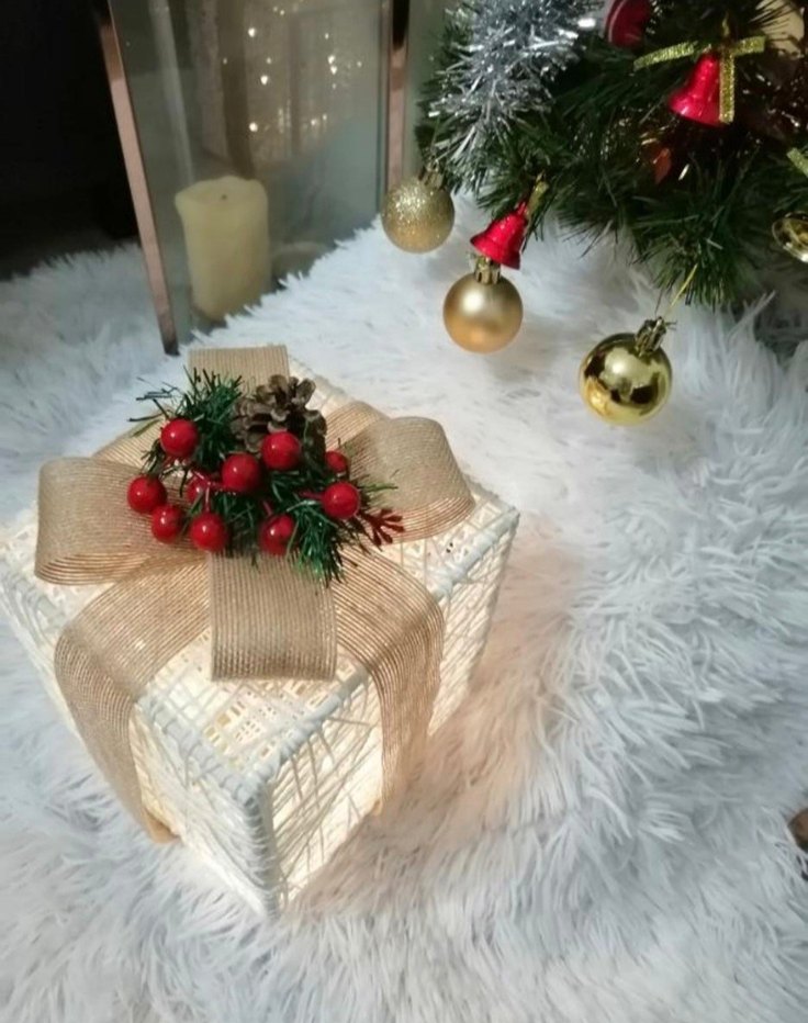 Işıklı Beyaz Yılbaşı ışıklı  Hediye kutusu - Görsel 3