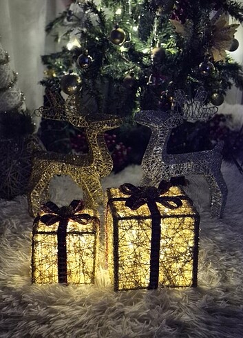 2 li set ışıklı gold hediye kutusu - Görsel 4