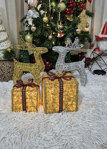 2 li set ışıklı gold hediye kutusu - Görsel 5